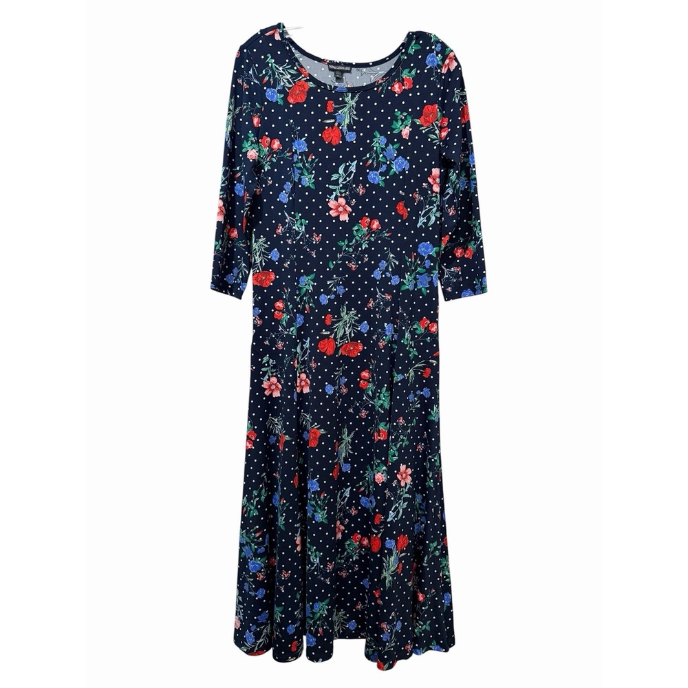 Nina Leonard Medium dress Floral Maxi Longline Boho Fall Festival B13